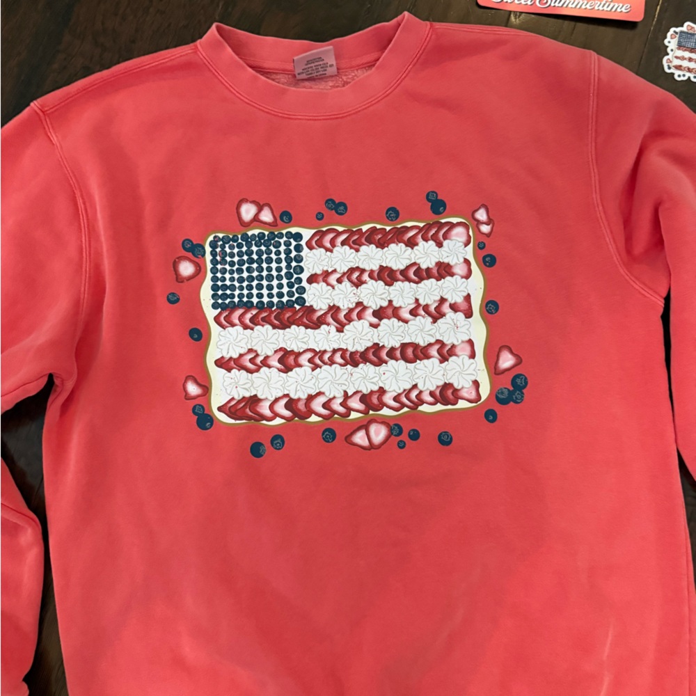 NEW Living Fully Co Flag Fruit Salad Sweatshirt size medium - Picture 2 of 5